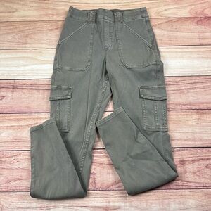 SPANX Cargo Pants Medium Stretch Twill Ankle Olive Green 20311R Skinny 27x29